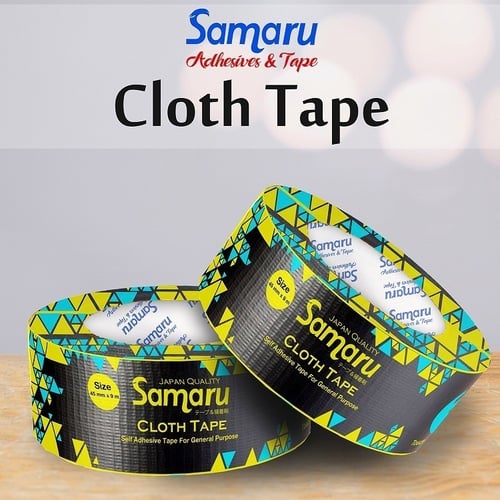 SAMARU CLOTH TAPE BLACK / LAKBAN KAIN HITAM - Cloth Tape 35mm x 9m
