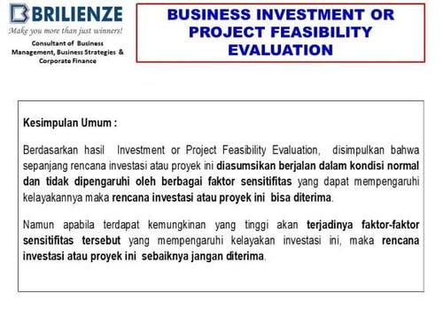 INVESTMENT OR PROJECT FEASIBILITY EVALUATION