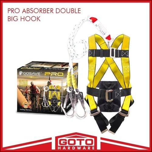 GOSAVE Full Body Harness Absorber Double Lanyard Big Hook