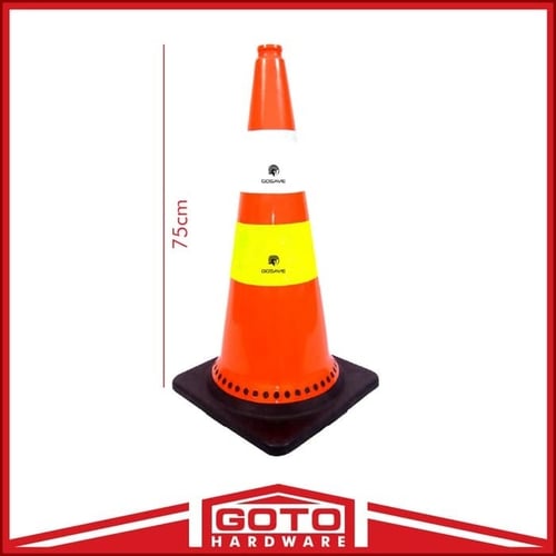 GOSAVE Traffic Cone Pvc Kerucut Jalan Orange Rubber 75 cm