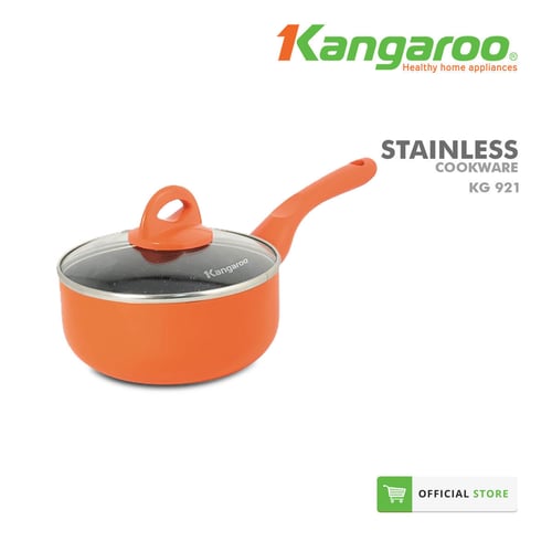 Kangaroo Saucepan KG921 Orange d 16 cm Bebas PFOA FREE Glass Lid