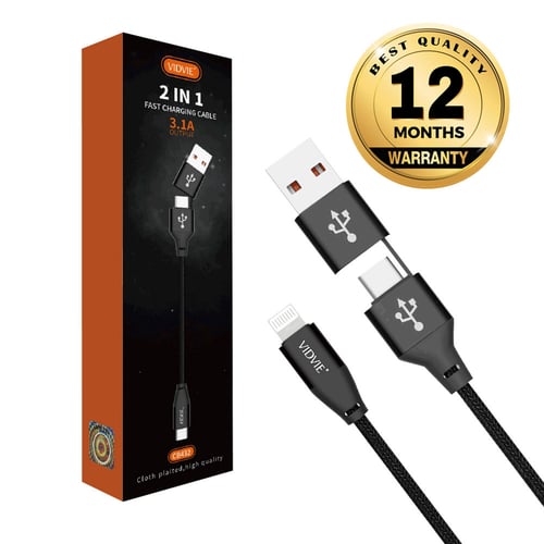 VIDVIE 2in1 USB Cable CB432 / USB to Iphone & Type-C to Iphone