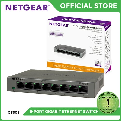 NETGEAR GS308 Gigabit Ethernet Unmanaged Switch 8 Port, Desktop