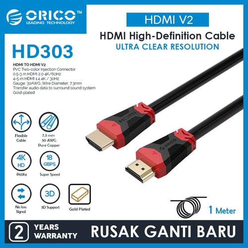 ORICO HD303-10 HDMI 2.0 High-definition Cable - 1 meter