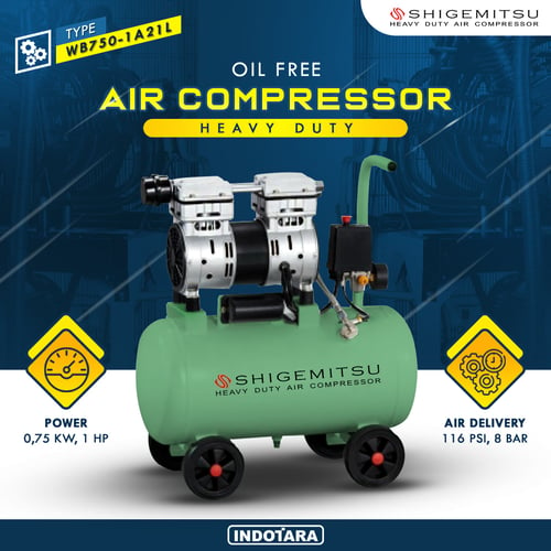 Kompresor Angin Oil Free 3/4 HP / 8 BAR 21 L