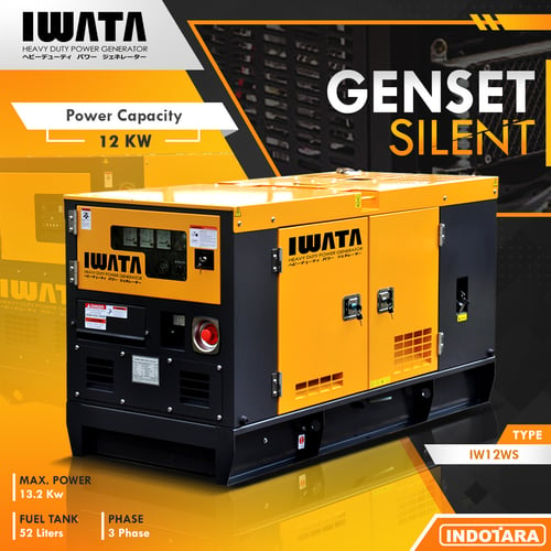 Genset Diesel IWATA 12kw/15Kva Silent - IW12WS