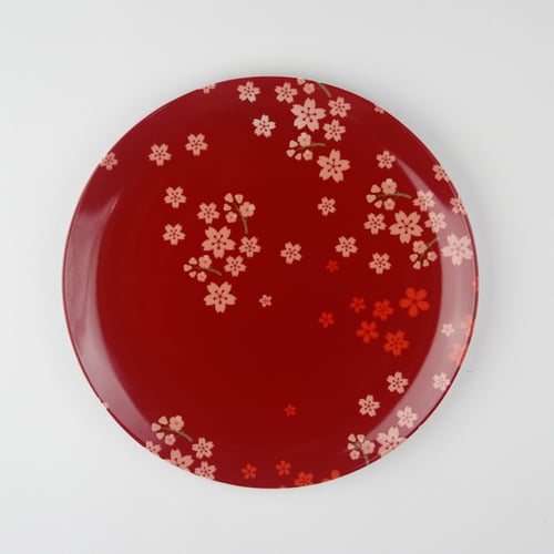 ZEN Piring Makan Keramik Motif Red Blossom diameter 27 cm