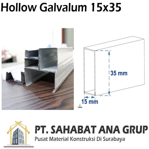 Besi Hollow Galvalum 15x35 mm