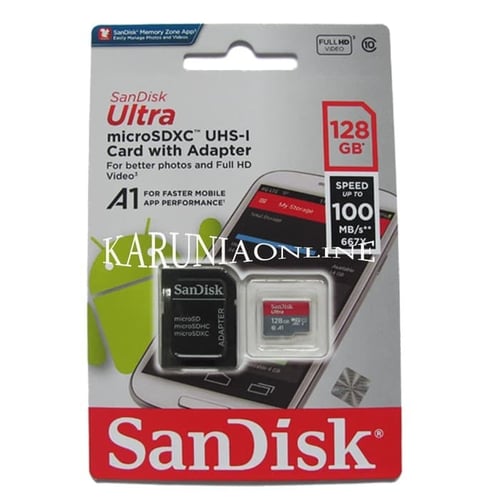 SANDISK ULTRA MICROSDHC 128GB CLASS 10 UP TO 80MB/S