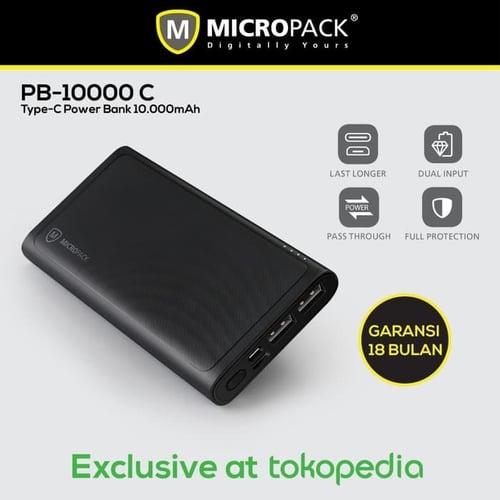 MICROPACK Type-C Power Bank 10.000 mAh Black PB-10000 C