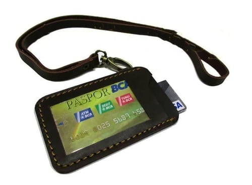 PROMO MURAH! Id card holder kulit/name tag/dompet kartu kulit/tempat id card/kartu