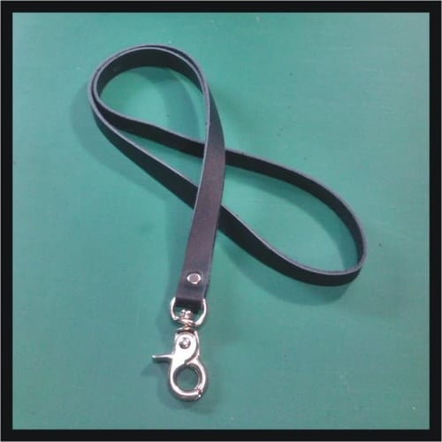 TERMURAH tali id card kulit asli warna hitam | lanyard name tag | leather goods