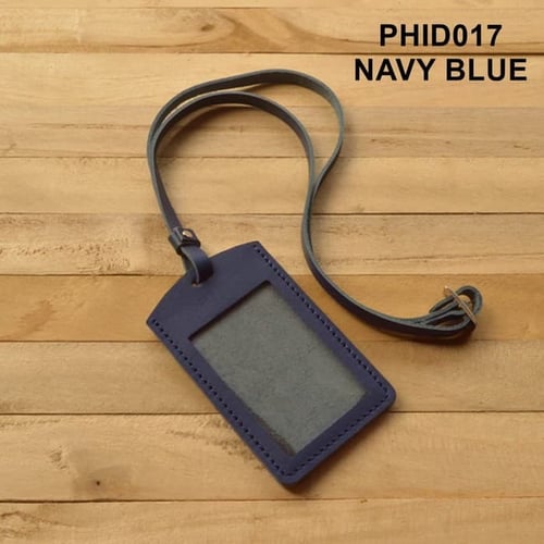 PROMO MURAH gantungan ID card kulit asli warna biru| id card holder PHID017