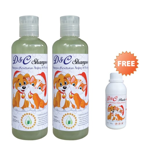 D&C Shampoo Kesehatan Hewan Plus Free Bedak Anti Kutu Anjing & Kucing 150 Gr