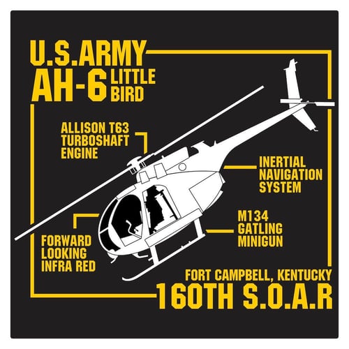 US Army AH-6 Little Bird Attack Helicopter Cutting Sticker