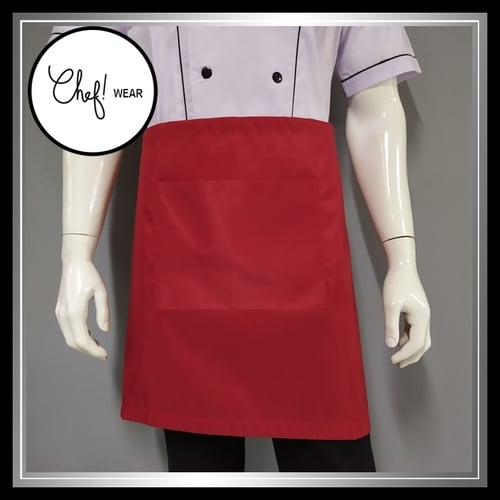 Chef Wear  Apron / Celemek  Pendek Waterproof  Merah A