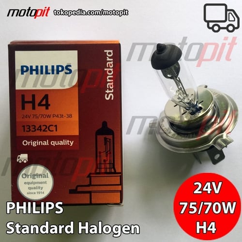 Philips Halogen H4 75/70W 24V P43t-38 Lampu Bus dan Truk Original
