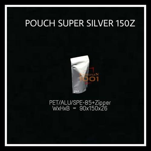 Standing Pouch Alufoil Silver 150+Zipper