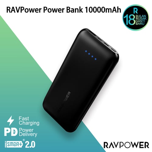 RAVPower Power Bank 10000mAh Ploymer Slim Portable Charger RP-PB078
