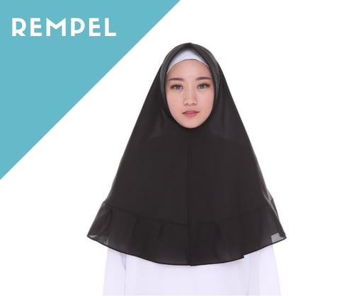 Bellia Hijab / Hijab Instan Rempel / Pasmina Rempel / Hijab Khimar Rempel Warna Hitam