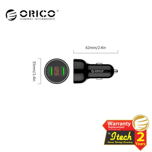 ORICO Car Charger Dual Ports USB with Display Volt Screen - UPK-2U