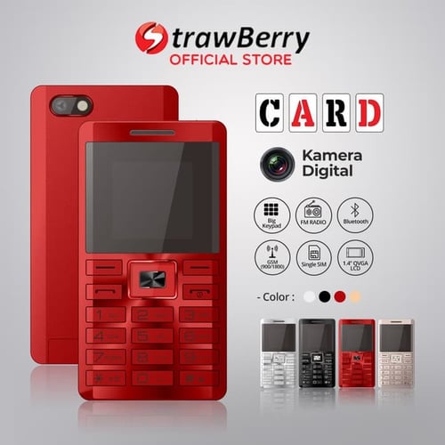 Strawberry – Card | Handphone Candybar HP Murah Kamera Bluetooth - Hitam