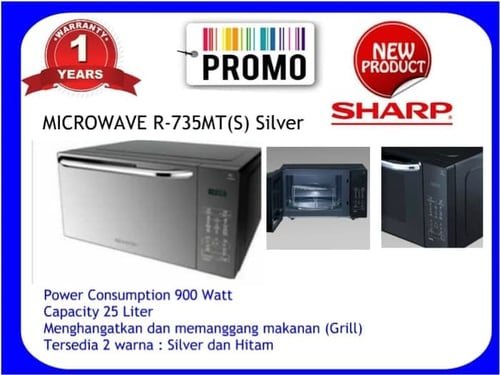 Terbaru Microwave SHARP R-735MT(S) Silver 25 Lt 900 Watt