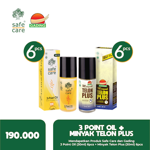 Paket MIX ukuran 30 ml - Safe Care 3 Point Oil 6 pcs + Gading Minyak Telon Plus 6 pcs