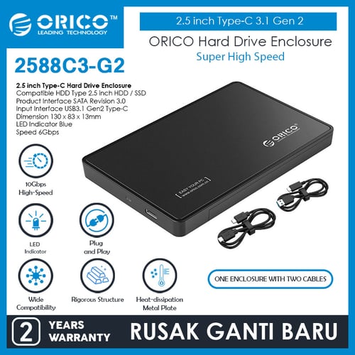ORICO 2.5 inch Type-C 3.1 Gen 2 Hard Drive Enclosure - 2588C3-G2