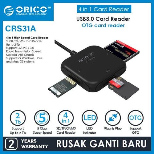 ORICO USB3.0 TF / SD / CF / MS Card Reader - CRS31A-03-BK
