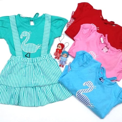 Baju Setelan Overall Dress Anak Bayi Perempuan / Cewek FL09 ( 2 - 9 bln ) All Size