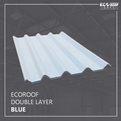 Atap Ecoroof UPVC Double Layer 4 Meter Biru