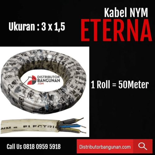Kabel Listrik NYM ETERNA - 3x1,5 - Harga Permeter
