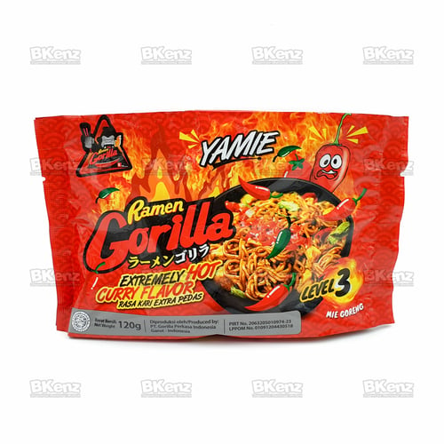 Ramen Gorilla Instant Noodle Yamie Goreng Kari Super Pedas