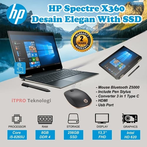 HP Spectre X360 13-AP0057TU - i5-8265U, 8GB, 256GB, 13.3"FHD Touch, W10, Dark Ash Silver