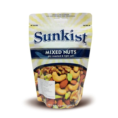 SUNKIST Dry Roasted and Light Salt Mixed Nuts 12x150Gr/Ctn