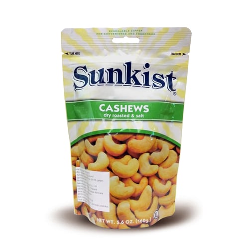 SUNKIST Dry Roasted and Salt Cashew 12x160Gr/Ctn