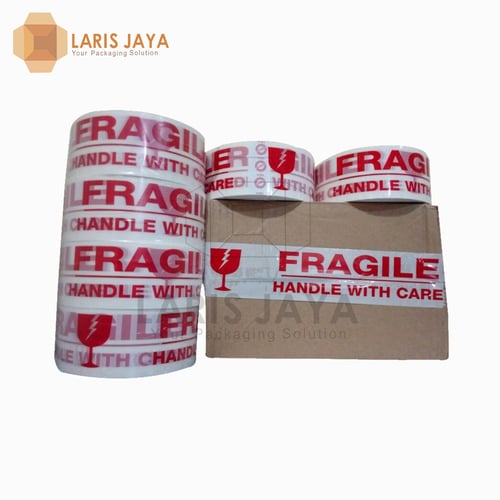 Lakban Fragile Daimaru Putih Pecah Belah 48mm x 100m