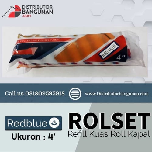 Refill Kuas Roll ROL SET Redblue u/ cat Kayu Besi & Tembok Multifungsi