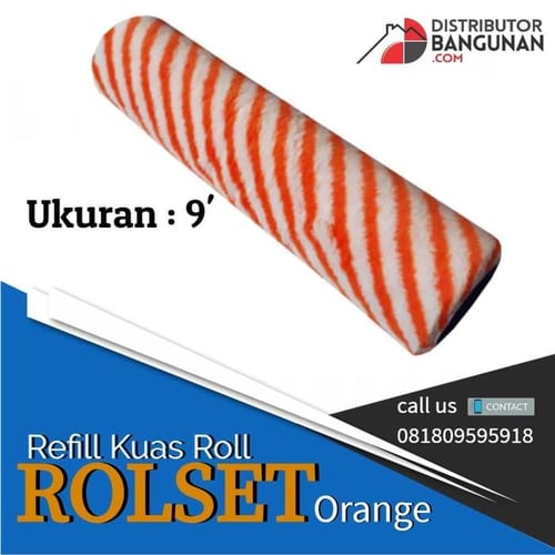 Refill Kuas Roll ROL SET Orange u/ cat Kayu Besi & Tembok Multifungsi