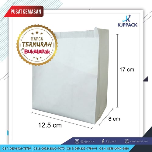 Paper Bag Anti Minyak 17CM -  Kantong Kertas Food Grade - Qty 100pcs