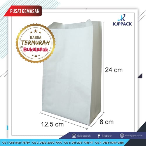 Paper Bag Anti Minyak 24CM - Paper Bag Foodgrade - Qty 100pcs