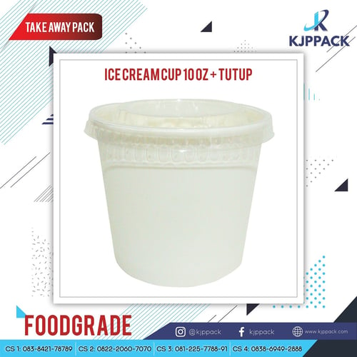 Ice Cream Cup Tutup Bening 10Oz 100pcs