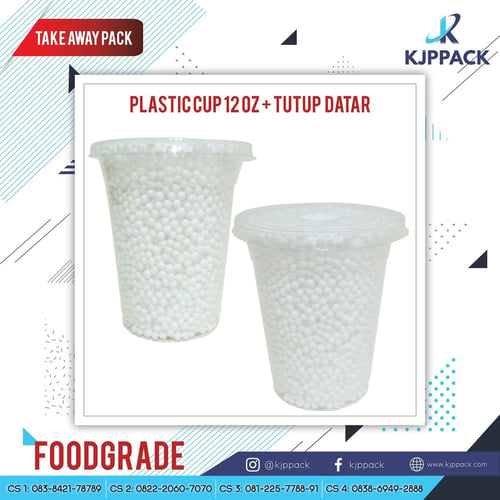 Plastik Cup Tutup Datar 12Oz 360ml 100pcs