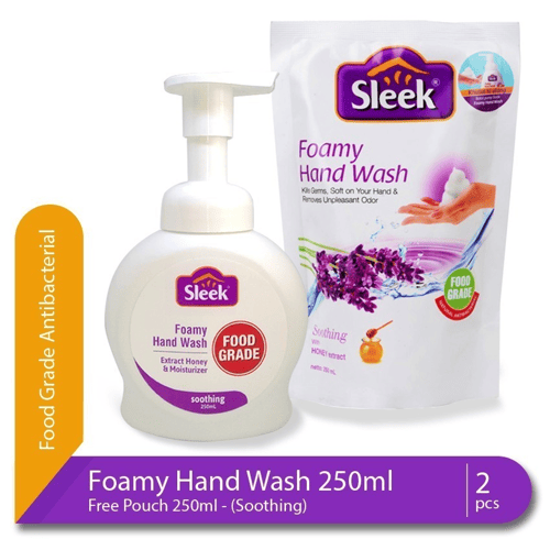 SLEEK Foamy Hand Wash Soothing Bottle 250ml Plus Pouch 250ml
