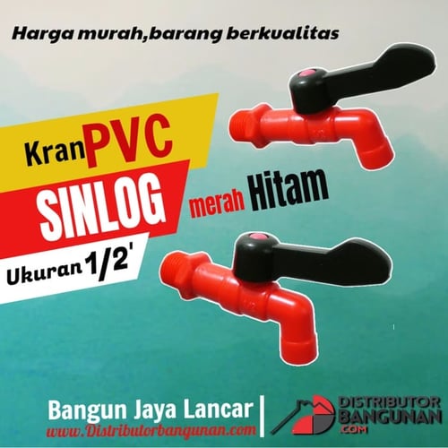 Kran Air Taman PVC Gagang Hitam Warna Merah Hitam Ukuran 1/2 SINLOG