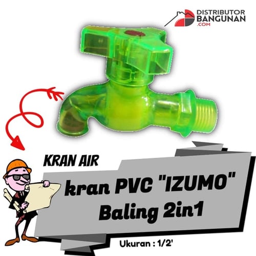 Kran Air Keran Air Taman PVC 2 in 1 Ukuran 1/2 Merek Izumo Baling