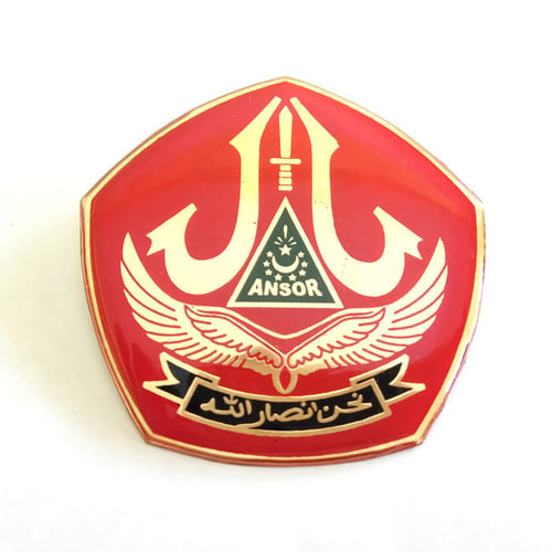 Logam Kuningan Banser Ansor Pin Emblem - Merah