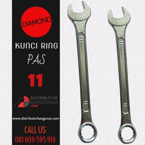 Kunci Ring Pas Tebal Double Offset Spanners India 11 Chrome