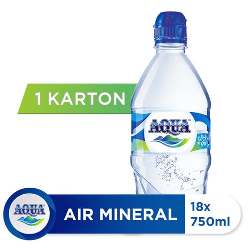 AQUA Air Mineral Click n Go 750ml isi 18 Botol